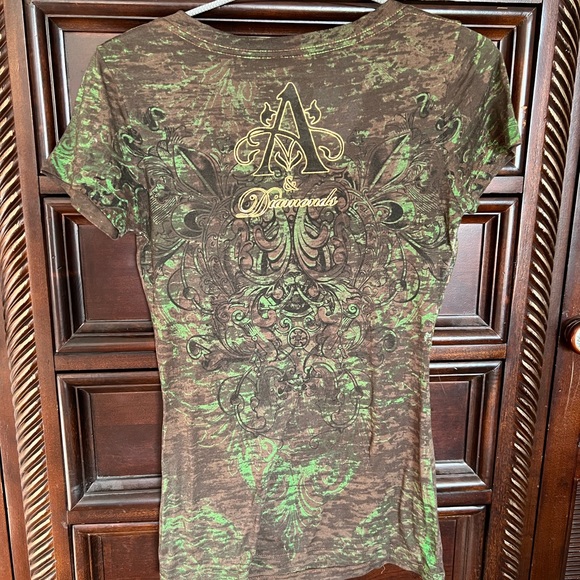 Angel’s and Diamonds V Neck Rhinestone Studded Tee - Picture 2 of 3